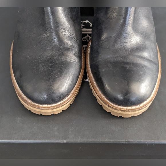 ⚡SOLD⚡SILENT D x Anthropologie Mid-Calf Brink Boot Black Leather w Wood Lug Sole - Picture 4 of 12